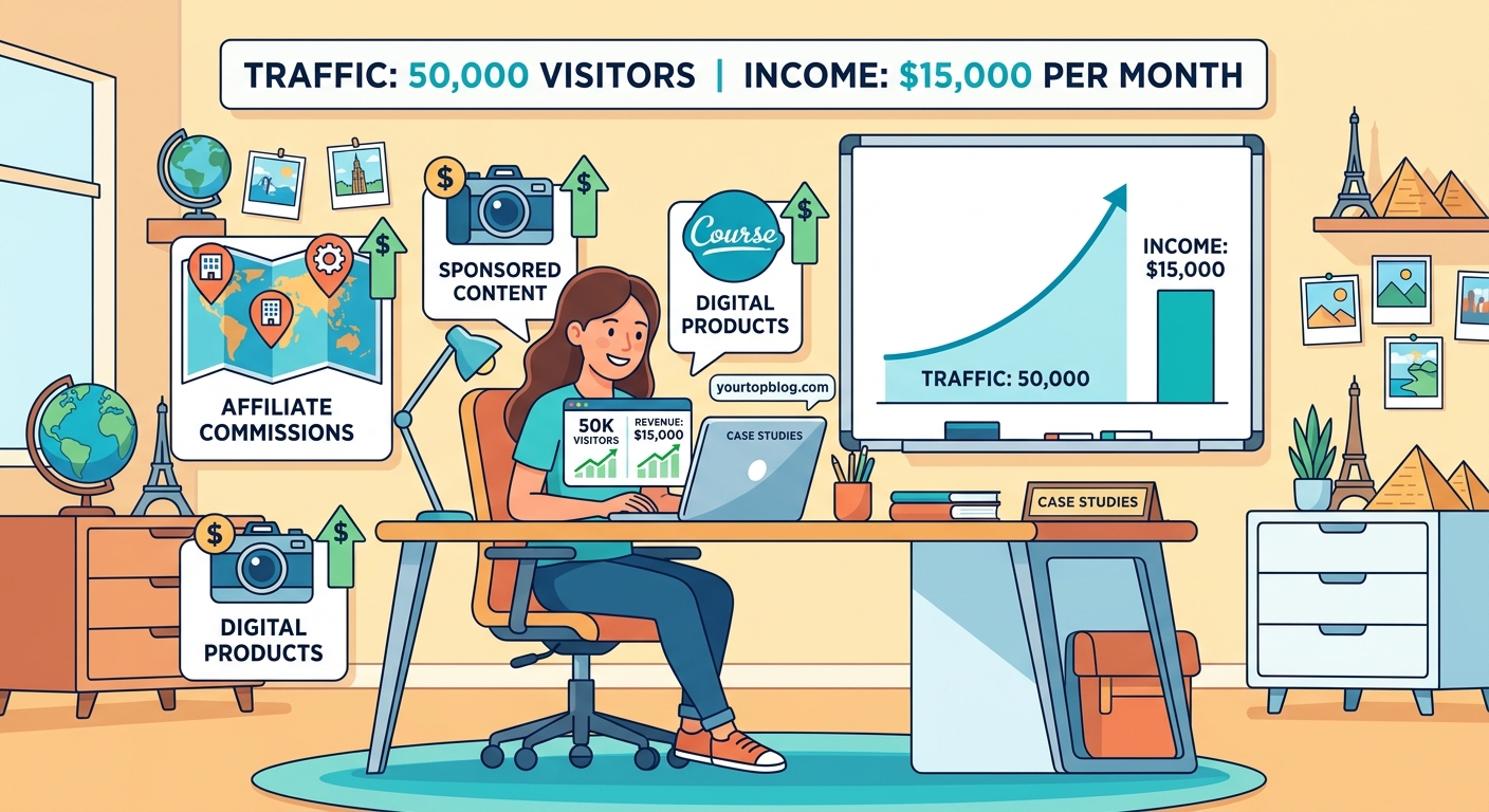 Travel Blog Income Report: Earning $15K Per Month With Only 50,000 Visitors - Illustration 1