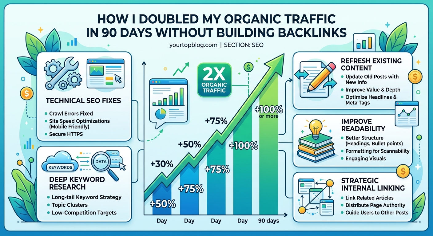 How I Doubled My Organic Traffic in 90 Days Without Building Backlinks — 2