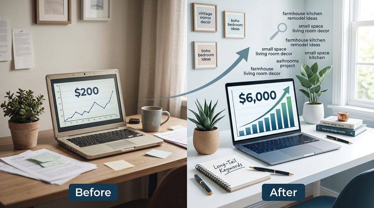 How Targeting Long-Tail Keywords Took My Home Decor Blog From $200 to $6,000 Per Month
