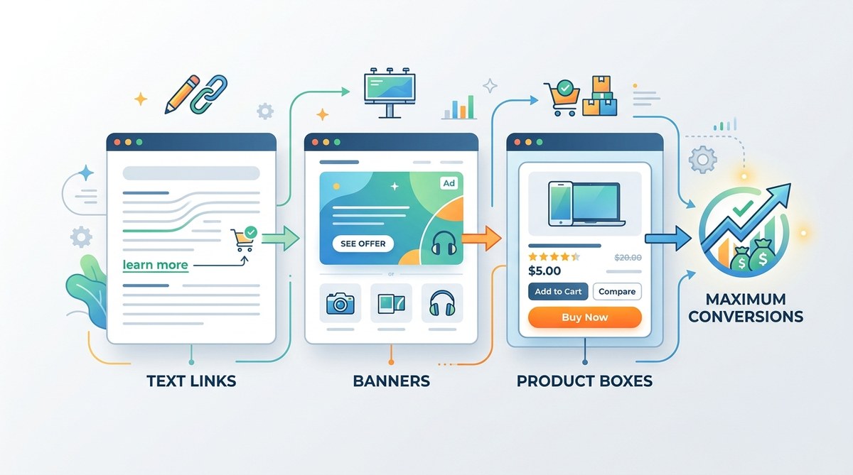 When to Use Text Links vs. Banners vs. Product Boxes for Maximum Conversions