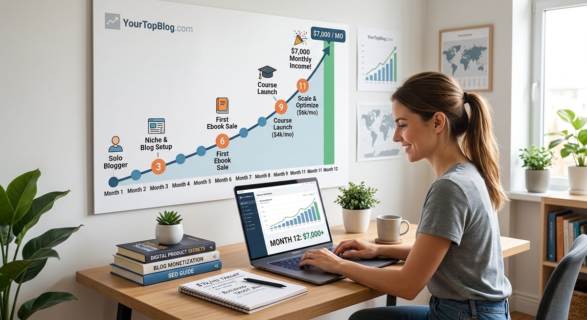 How a Solo Blogger Built a $7,000 Monthly Income Selling Digital Products in Under 12 Months
